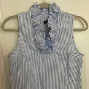 Classic Blue & White MUD PIE Seersucker Ruffle Dress S 4 6